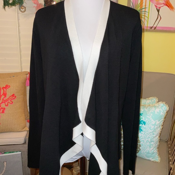 Eileen Fisher Angled Jacket Black/White Size M 20”x 27” - Picture 11 of 13